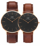 Daniel Wellington Classic St Mawes Black Dial Brown Leather Strap Watch For Men - DW00100124