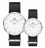 Daniel Wellington Classic Cornwall White Dial Black Nylon Strap Watch For Men - DW00100260