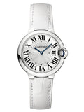 Cartier Ballon Bleu de Cartier Silver Dial White Leather Strap Watch for Women - W6920087