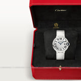 Cartier Ballon Bleu de Cartier Silver Dial White Leather Strap Watch for Women - W6920087