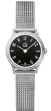 Calvin Klein Minimal Black Dial Silver Mesh Bracelet Watch for Women - K3M53151