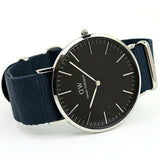 Daniel Wellington Classic Bayswater Black Dial Black NATO Strap Watch For Men - DW00100278