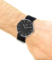 Daniel Wellington Classic Bayswater Black Dial Black NATO Strap Watch For Men - DW00100278