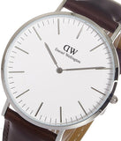 Daniel Wellington Classic Bristol Quartz White Dial Brown Leather Strap Watch For Men - DW00100023