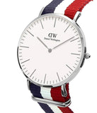 Daniel Wellington Classic Cambridge White Dial Two Tone Nylon Strap Watch For Men - DW00100017