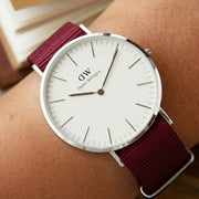 Daniel Wellington Classic Roselyn White Dial Red NATO Strap Watch For Women - DW00100268