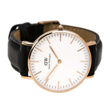 Daniel Wellington Classic Sheffield White Dial Black Leather Strap Watch For Men - DW00100007