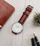 Daniel Wellington Classic St Mawes White Dial Brown Leather Strap Watch For Men - DW00100021