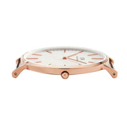 Daniel Wellington Classic Suffolk White Dial Brown Leather Strap Watch For Women - DW00100120