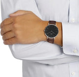 Daniel Wellington Classic Bristol Black Dial Brown Leather Strap Watch For Men - DW00100131