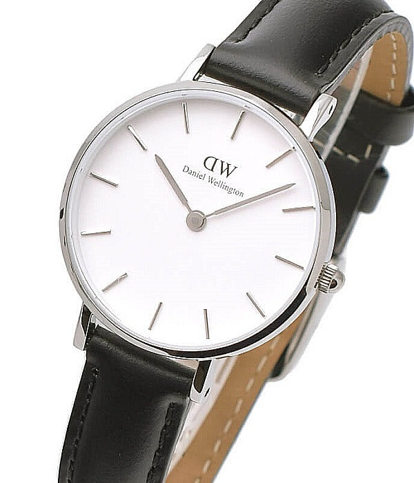 Daniel Wellington Jam Tangan Tali Kulit Hitam Dial Putih Klasik