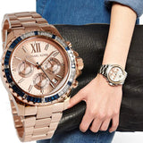 Michael Kors Everest Chronograph Rose Gold Dial Rose Gold Steel Strap Watch For Women - MK5755