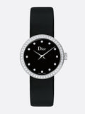 Dior La D De Dior Diamonds Black and Blue Dial Black Leather Strap Watch for Women - CD047111A004 0000