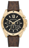 Michael Kors Brecken Chronograph Black Dial Brown Leather Strap Watch For Men - MK8849