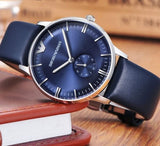 Emporio Armani Analog Quartz Blue Dial Blue Leather Strap Watch For Men - AR1647