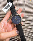 Emporio Armani Luigi Chronograph Blue Dial Black Leather Strap Watch For Men - AR1736