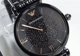 Emporio Armani Gianni T Bar Black Dial Black Steel Strap Watch For Women - AR11245