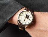 Fossil Townsman Automatic White Dial Brown Leather Strap Watch for Men - ME3064