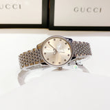 Gucci G Timeless Quartz Silver Dial Silver Steel Strap Watch For Women - YA1265019