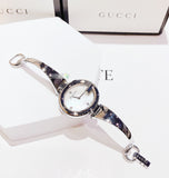 Gucci Guccissima Diamonds Mother of Pearl Dial Silver Steel Strap Watch For Women - YA134303