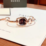 Gucci Horsebit Collection Black Dial Rose Gold Steel Strap Watch For Women - YA139507