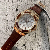 Guess Limelight Analog White Dial Brown Leather Strap Watch For Women - W0775l14