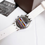 Guess Glitz Pride Limited Edition White Dial White Rubber Strap Watch for Women - GW0407L4