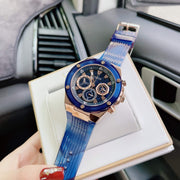 Guess Poseidon Chronograph Blue Dial Blue Silicone Strap Watch For Men - GW0425G3