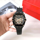 Guess Phoenix Multifunction Black Dial Black Silicone Strap Watch For Men - GW0203G8