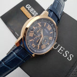 Guess Horizon Chronograph Blue Dial Blue Leather Strap Watch For Men - W0380G5