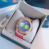 Guess Limelight Quartz Multicolor Dial Red Leather Strap Watch For Women - W0775L4