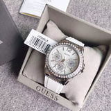Guess Starlight Multifunction Diamonds White Dial White Rubber Strap Watch for Women - W0846L8