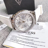 Guess Starlight Multifunction Diamonds White Dial White Rubber Strap Watch for Women - W0846L8