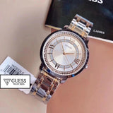 Guess Montauk Silver Dial Two Tone Steel Strap Watch for Women - W0933L5