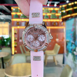 Guess Frontier Diamonds Rose Gold Dial Pink Rubber Strap Watch For Women - W1160L5