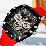 Guess Phoenix Multifunction Black Dial Red Rubber Strap Watch for Men - GW0203G4
