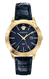 Versace Univers Navy Blue Dial Navy Blue Leather Strap Watch for Men - VEBK00318