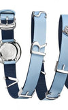 Versace V Flare Silver Dial Blue Leather Strap Watch for Women - VEBN00118