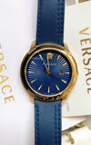 Versace V-Urban Quartz Blue Dial Blue Leather Strap Watch for Men - VELQ00319