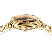 Versace V Virtus Quartz Black Dial Gold Steel Strap Watch For Women - VET300121