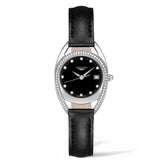 Longines Equestrian Arche kuarsa berlian hitam panggil Watch untuk Wanita - L6.136.0.57.0