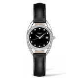Longines Equestrian Arche kuarsa berlian hitam panggil Watch untuk Wanita - L6.136.0.57.0