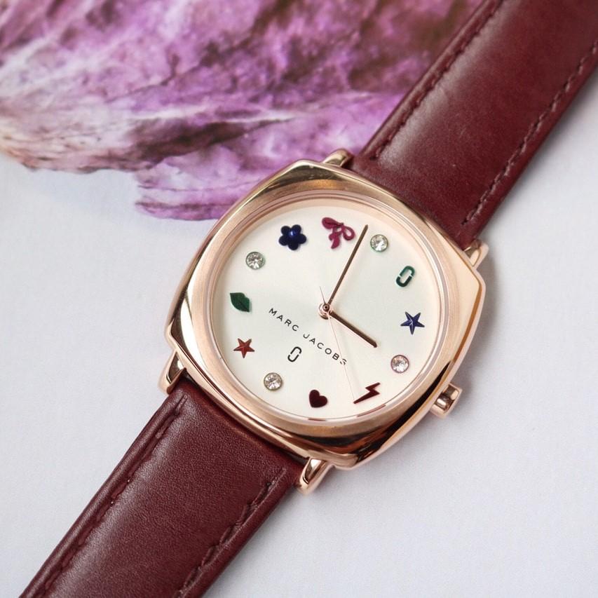 Stunning Marc Jacobs Watch - Women’s - Real leather - gold, burgundy, diamonds New]Mark Jacobs clock Lady main image 3