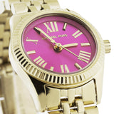 Michael Kors Lexington Quartz Pink Dial Yellow Gold Steel Strap Watch For Women - MK3270