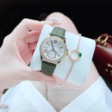 Michael Kors Mini Everest Crystals White Dial Green Leather Strap Watch for Women - MK4720