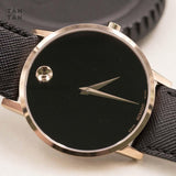 Movado Museum Classic Black Dial Black Leather Strap Watch for Men - 0607196