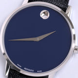 Movado Museum Classic Blue Dial Black Leather Strap Watch for Men - 0607197