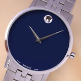 Movado Museum Classic Blue Dial Silver Steel Strap Watch for Men - 0607212