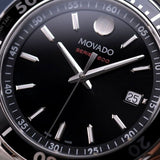 Movado Series 800 Black Dial Silver Steel Strap Watch For Men - 2600135