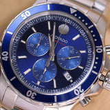 Movado Series 800 Chronograph Blue Dial Silver Steel Strap Watch For Men - 2600141